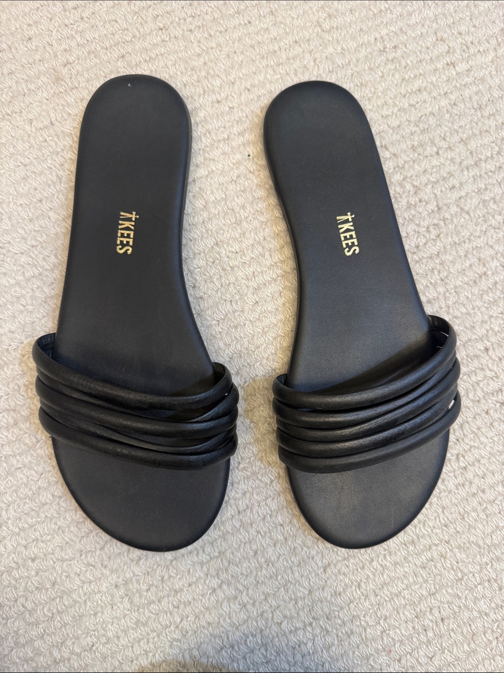 TKEES 8.5 Black Multi-Strap Slide Sandals